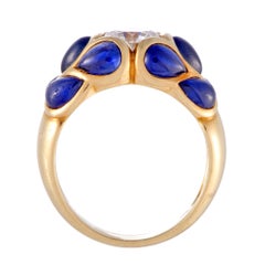 Van Cleef & Arpels Diamond and Cabochon Sapphire Yellow Gold Ring