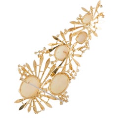 Diamond Emerald and Opal Yellow Gold Pendant/Brooch