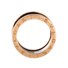 Bulgari B.Zero1 18 Karat Rose Gold Black Ceramic Three-Band Ring