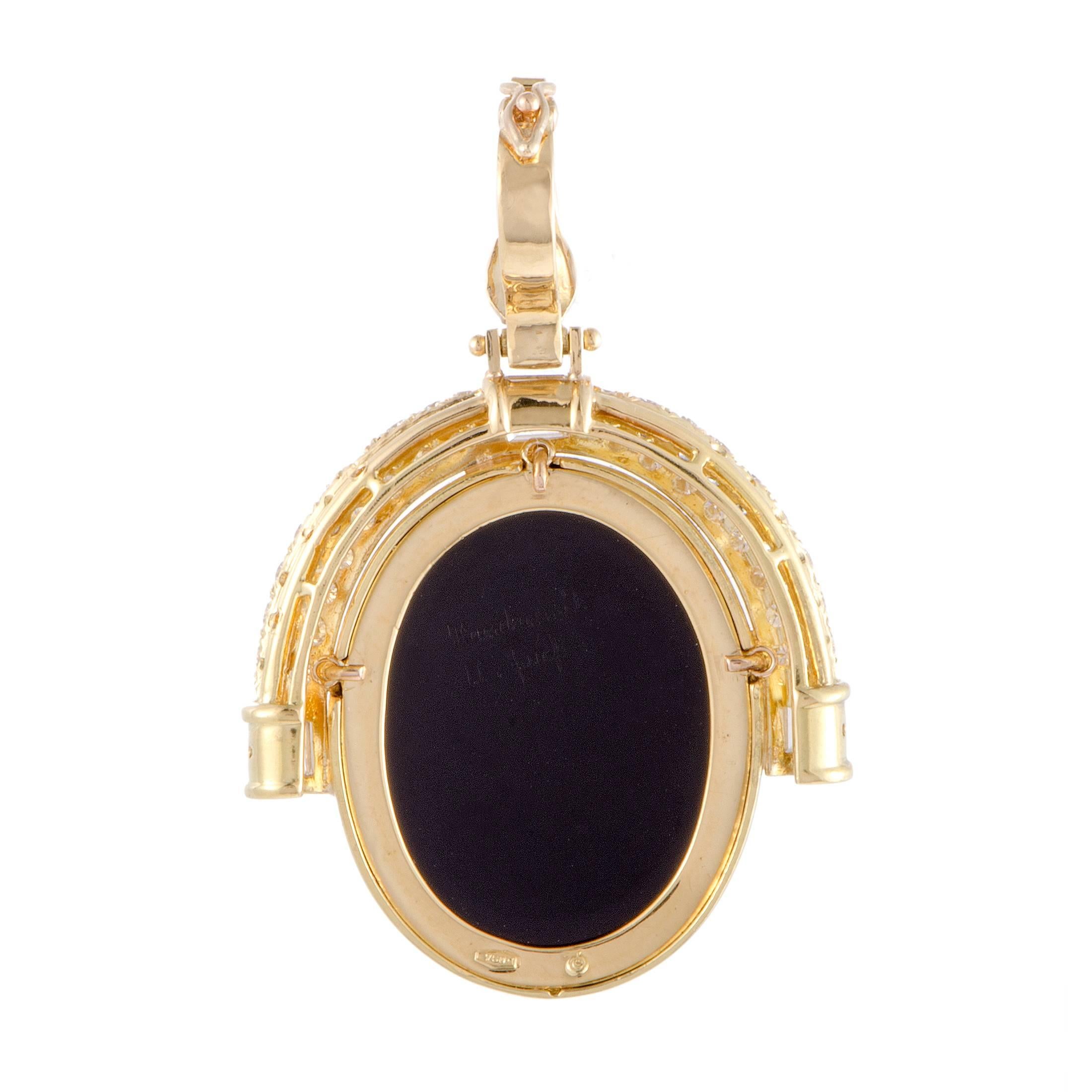 Handmade German Diamond Yellow Gold Cameo Pendant In Excellent Condition In Southampton, PA
