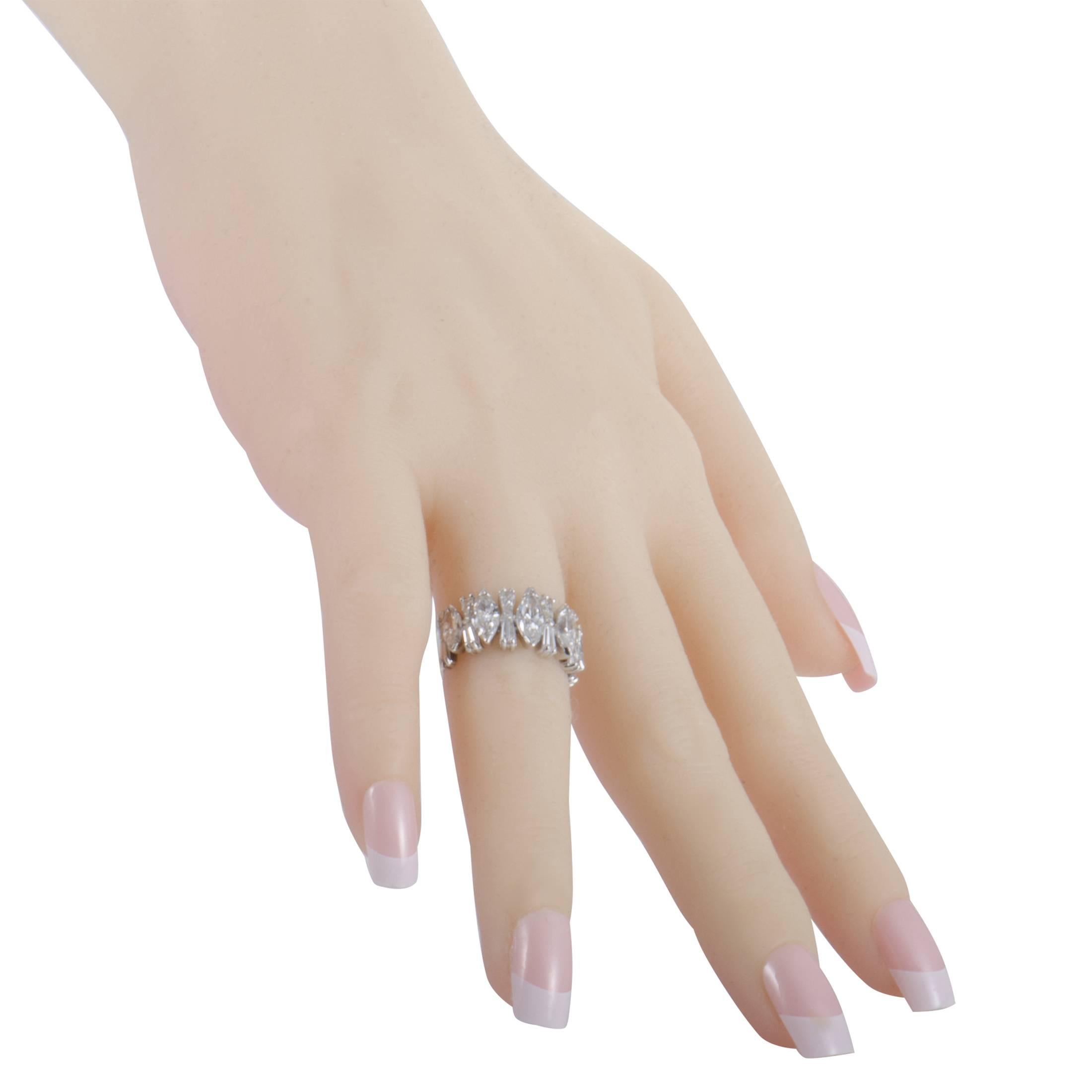 Women's Marquise and Tapered Baguette Diamond Platinum Band Ring