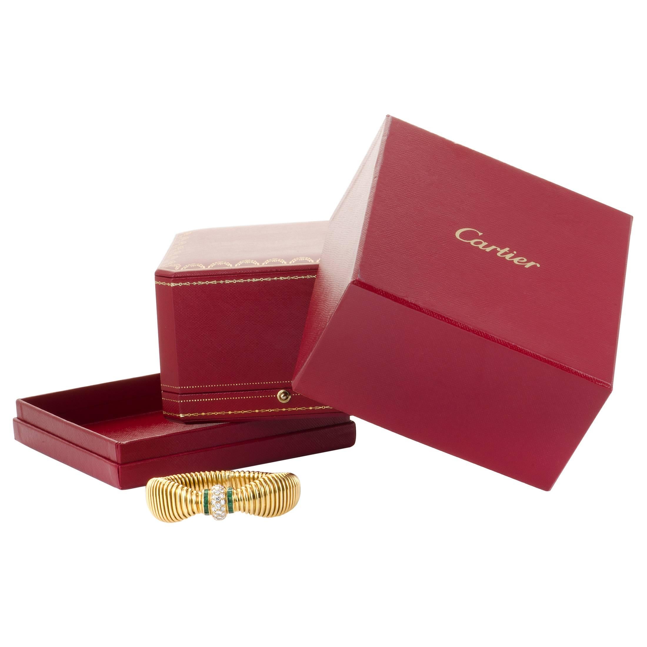 Cartier Diamond and Emerald Yellow Gold Bracelet 3
