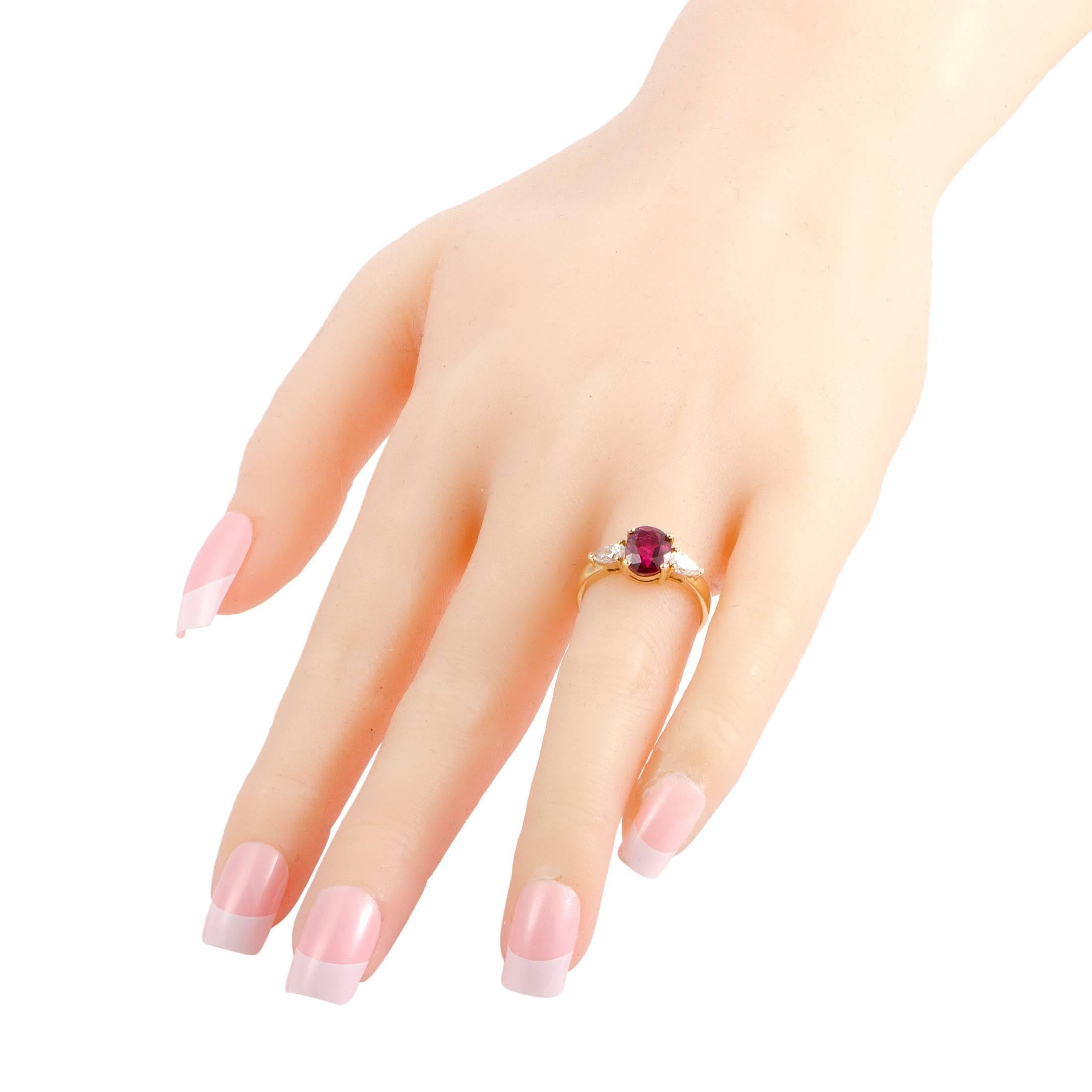 Women's Diamond and Ruby Solitaire Yellow Gold Ring