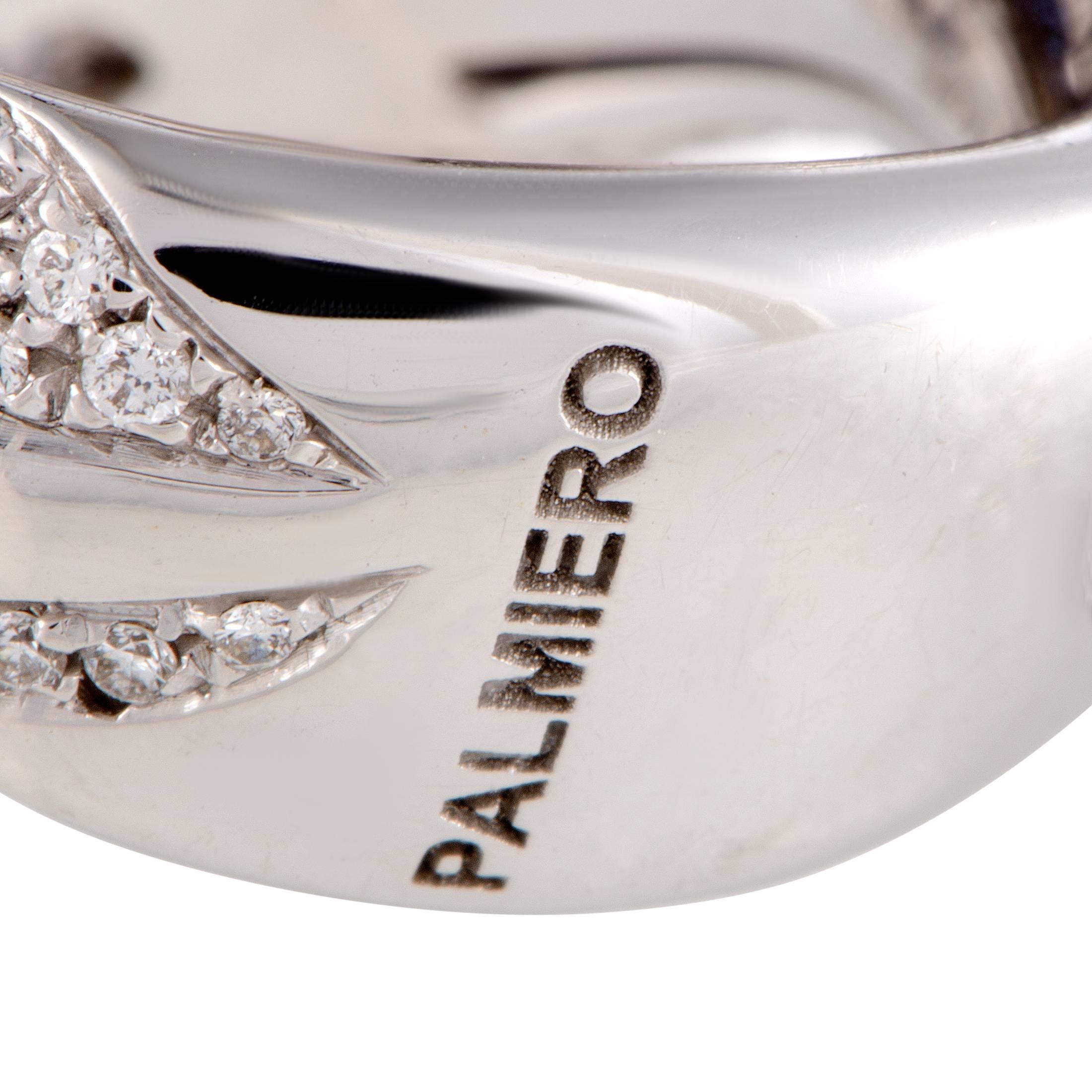 Women's Palmiero Diamond and Sapphire Pave Round White Gold Cocktail Ring