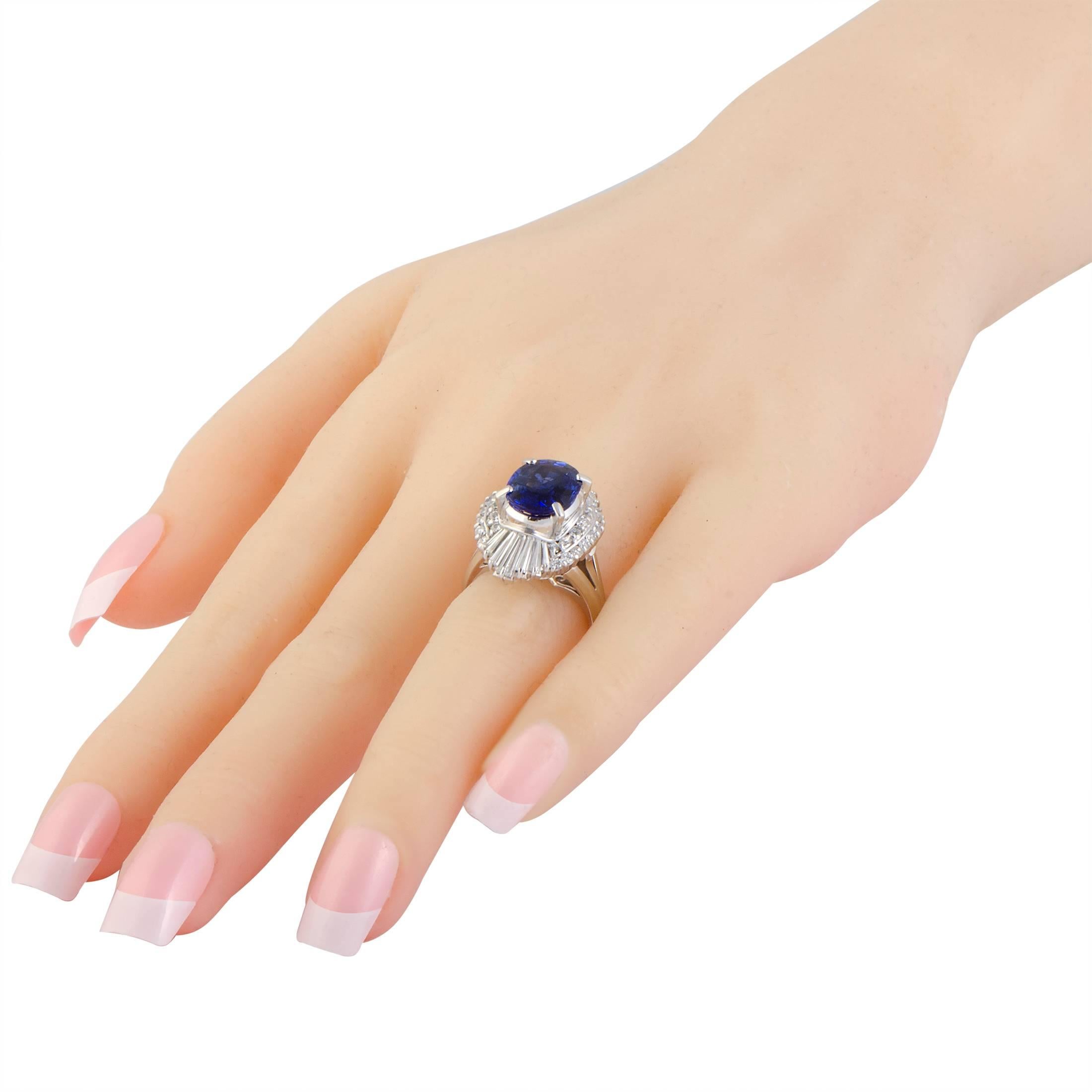 Women's Diamond and Sapphire Platinum Ring