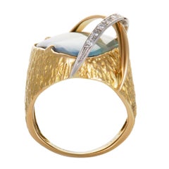 Diamond and Fire Opal Ring Platinum and Yellow Gold Ring