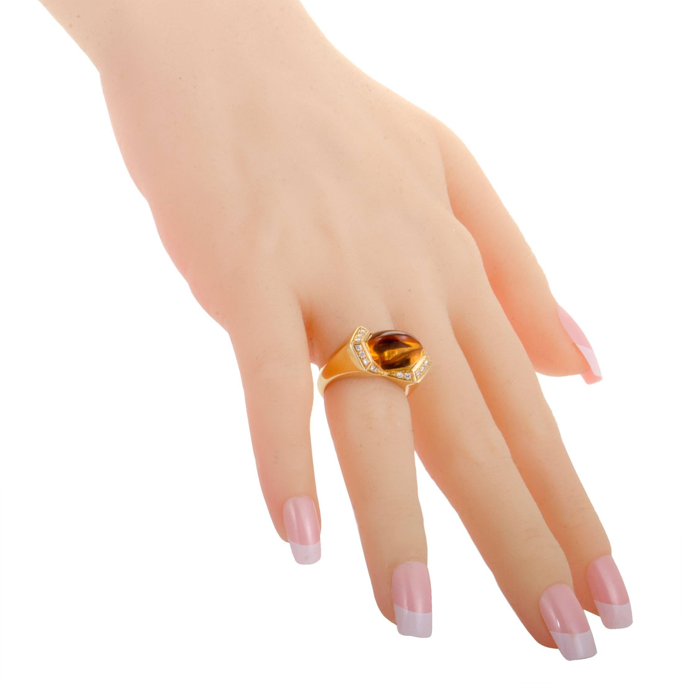 Women's Diamond and Citrine Yellow Gold Cocktail Ring