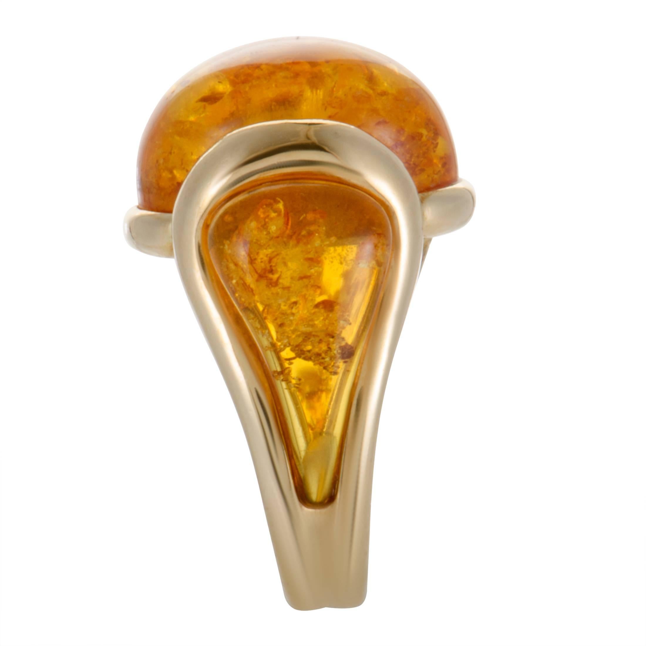 Amber Yellow Gold Band Ring In Excellent Condition In Southampton, PA