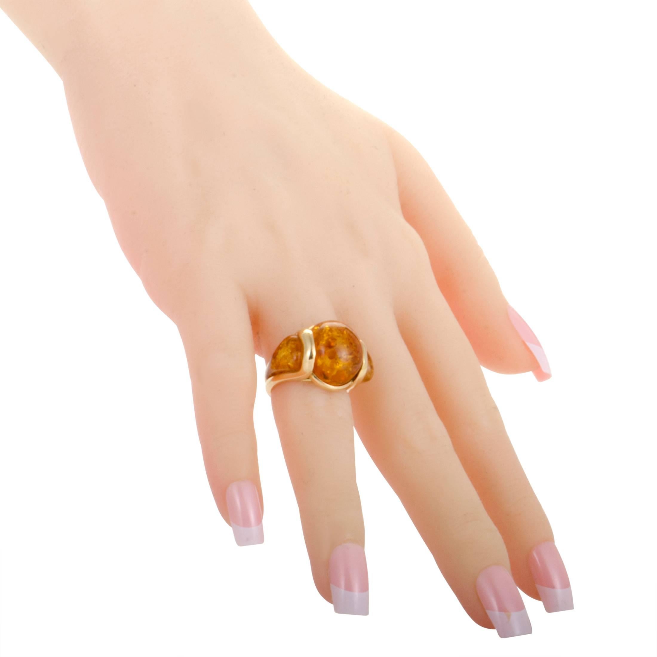 Women's Amber Yellow Gold Band Ring