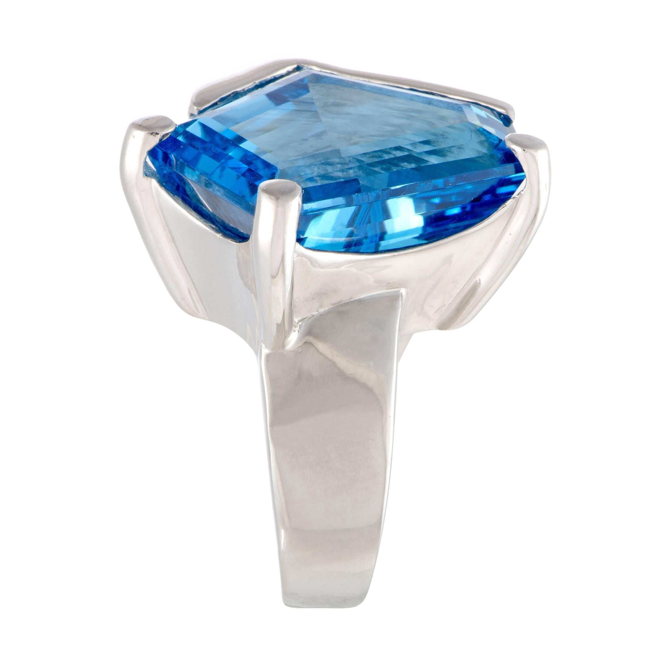 Topaz Platinum Cocktail Ring In Excellent Condition In Southampton, PA