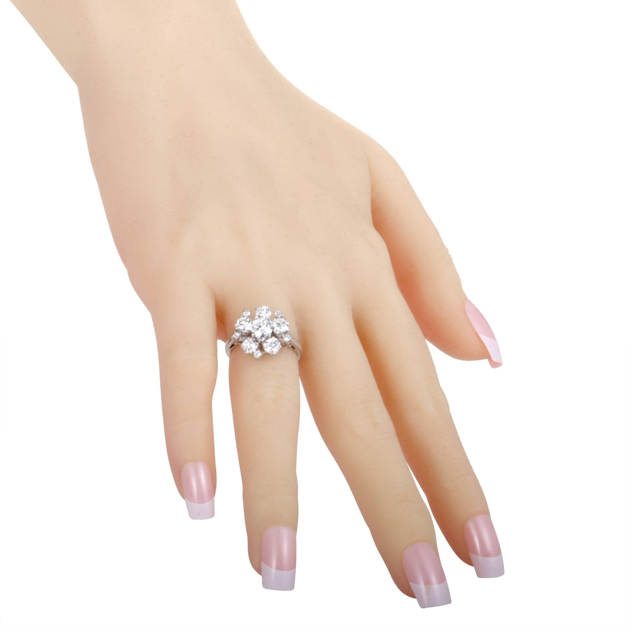 Women's Diamond Cluster Platinum Ring