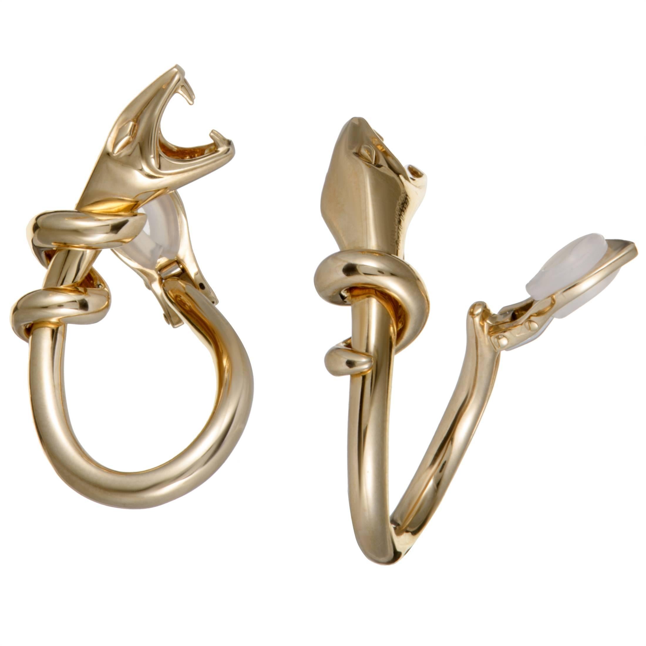 Boucheron Yellow Gold Snake Clip-On Earrings In Excellent Condition In Southampton, PA