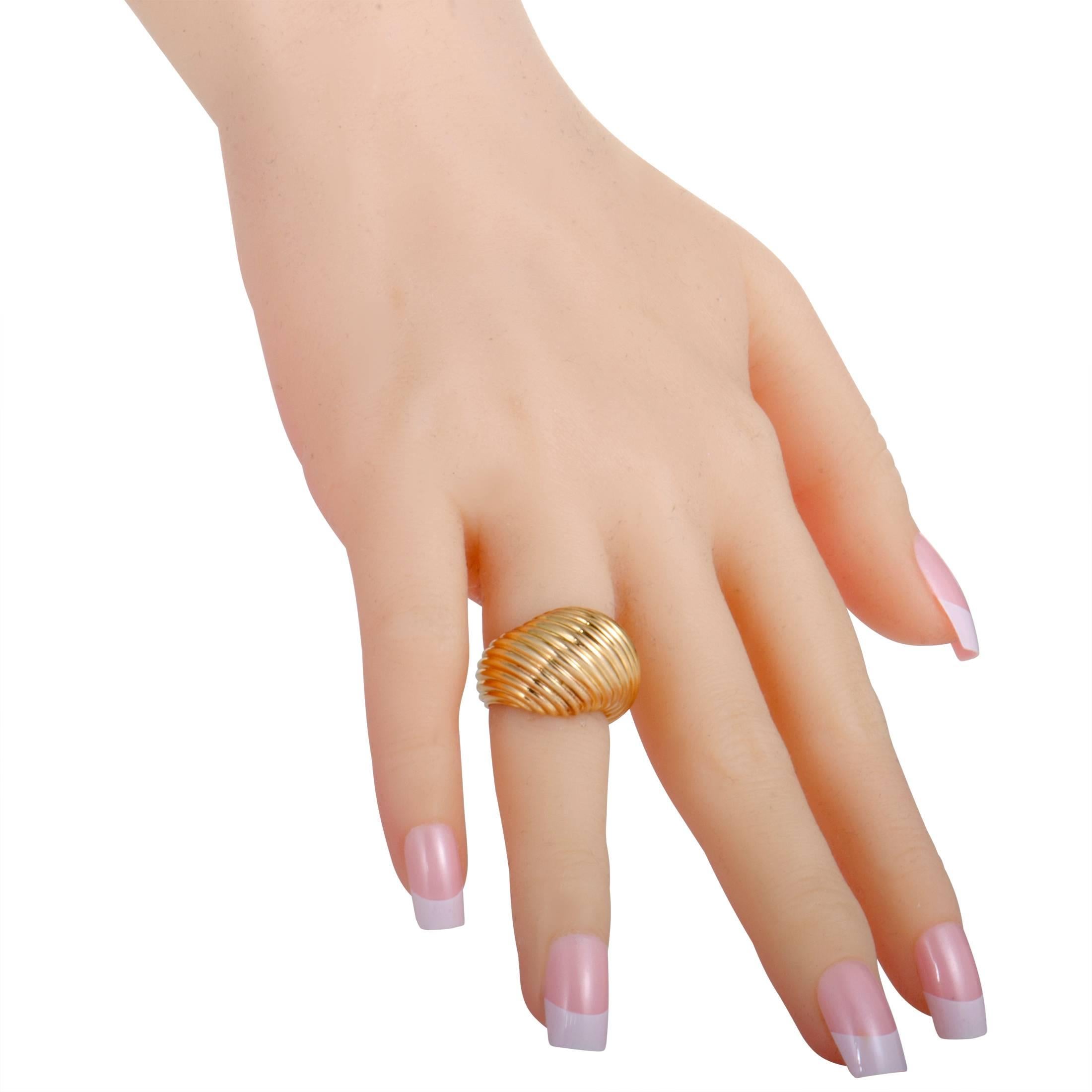 Women's Cartier Ribbed Yellow Gold Bombe Ring