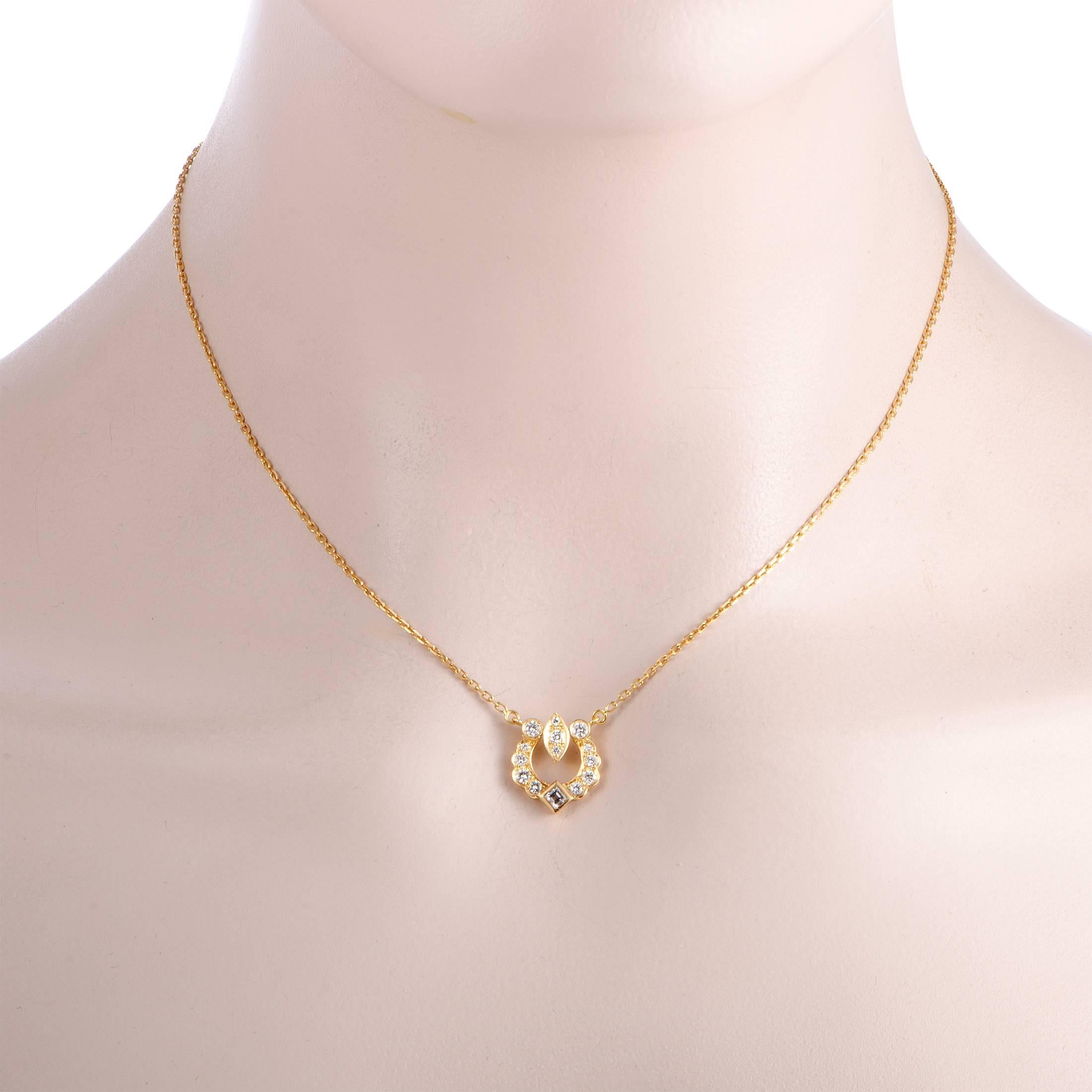 Cartier combined understated elegance with subtle diamond glisten in this vintage necklace that boasts an incredibly sophisticated appeal. The necklace is made of 18K yellow gold and boasts a total of approximately 0.65 carats of diamonds.
Included