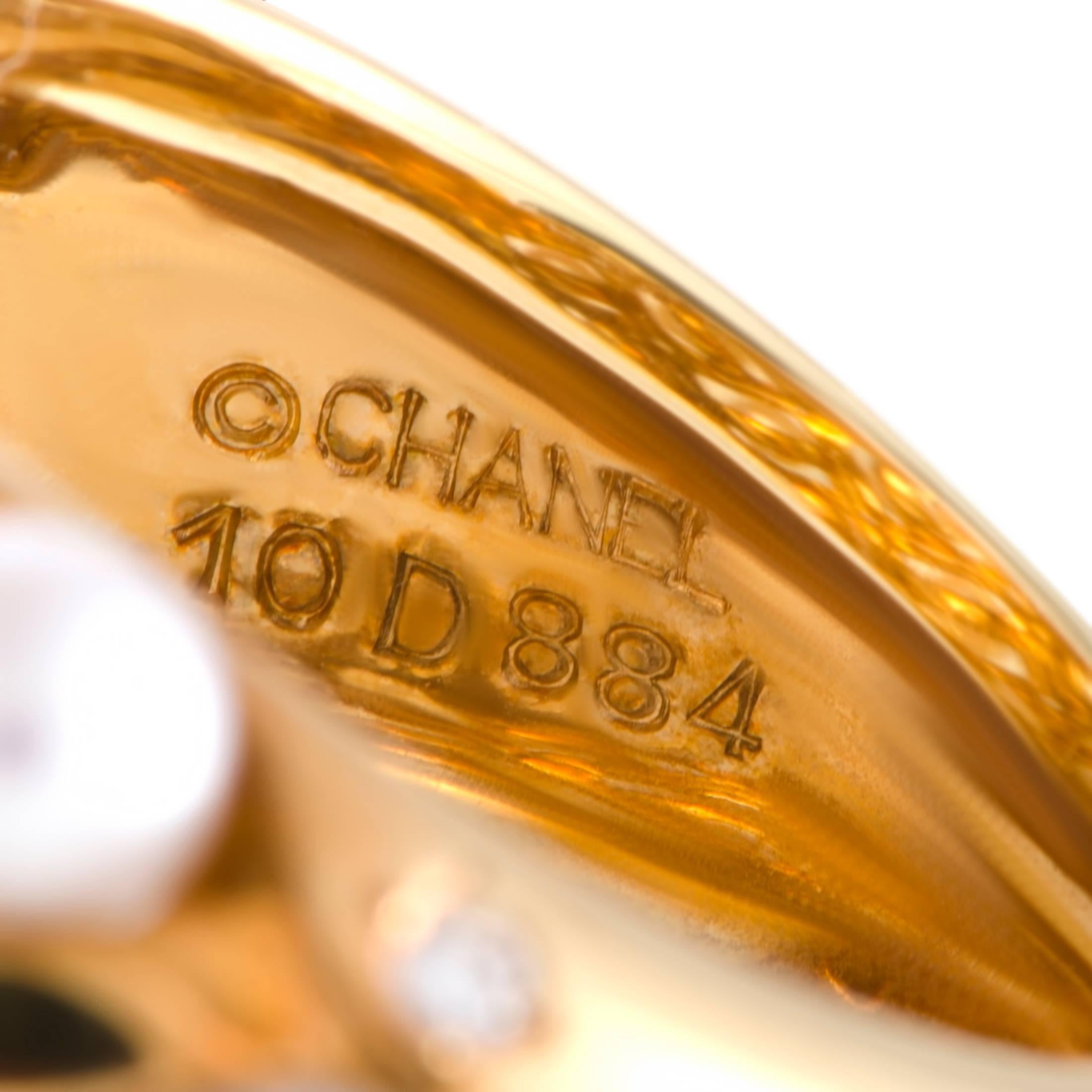 Women's Chanel Matelasse Diamond and Pearl Band Ring