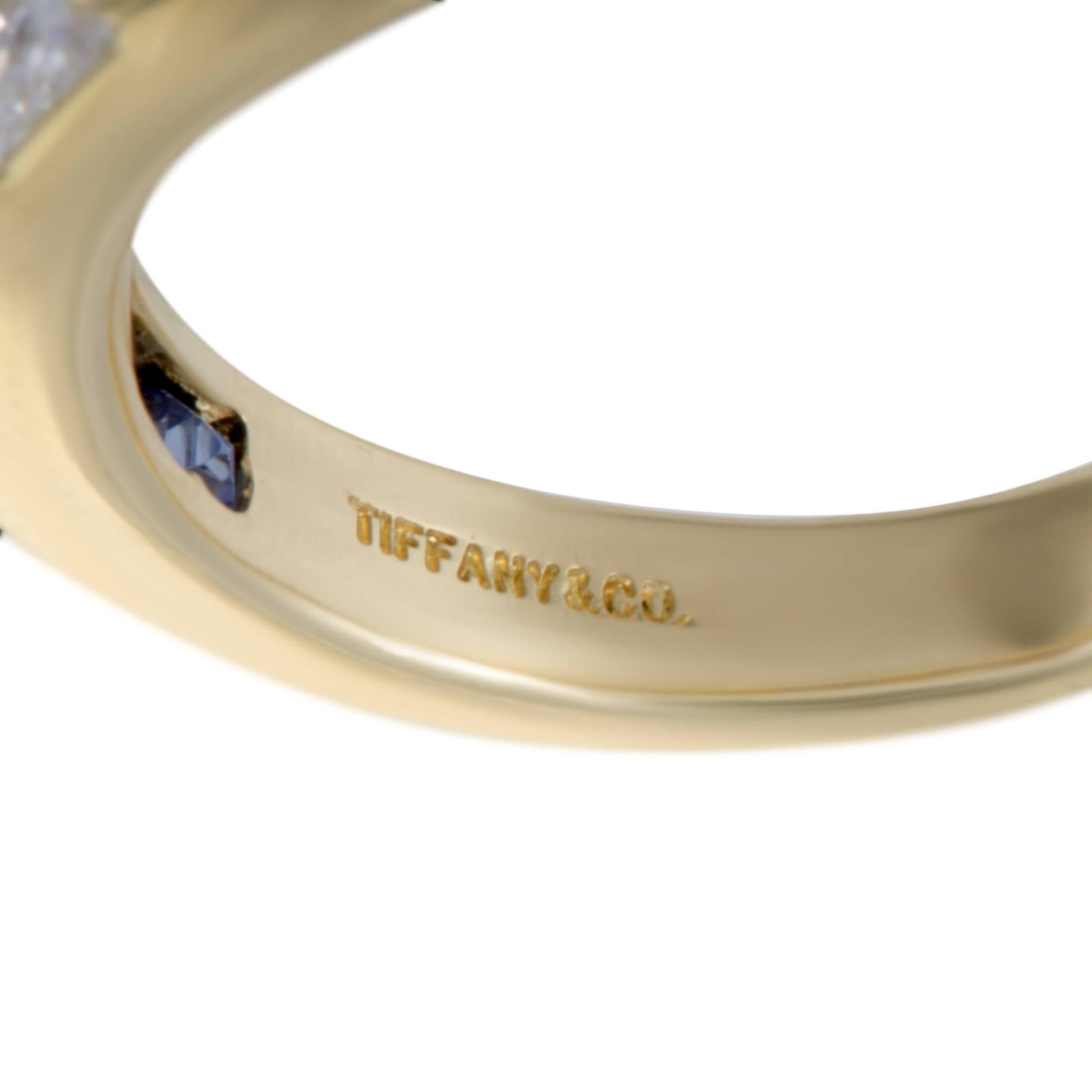 Tiffany & Co. Diamond and Sapphire Invisible Set Yellow Gold Band Ring 1