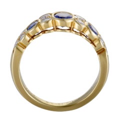 Van Cleef & Arpels Diamond and Sapphire Yellow Gold Band Ring