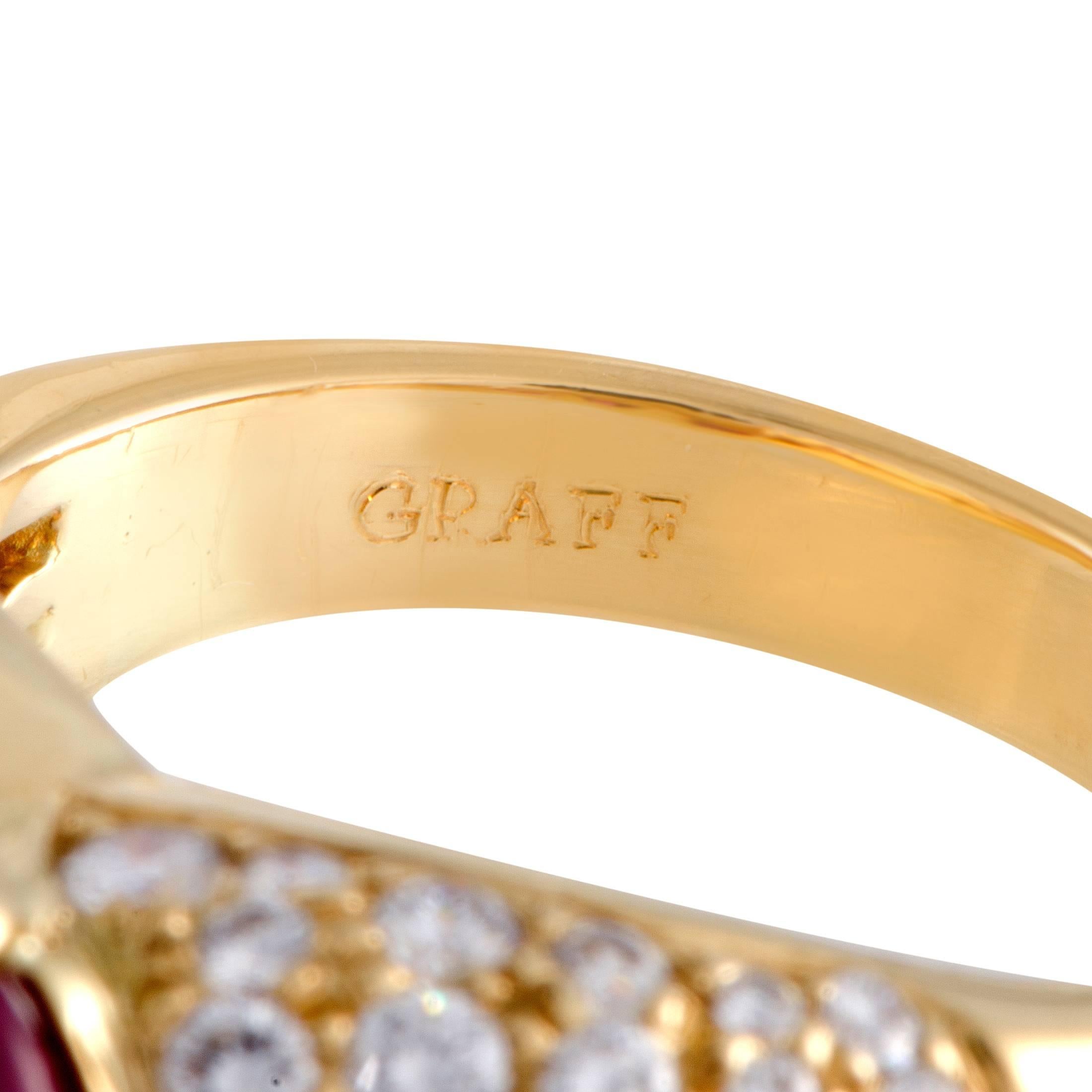 Women's Graff Diamond and Ruby Yellow Gold Cocktail Ring