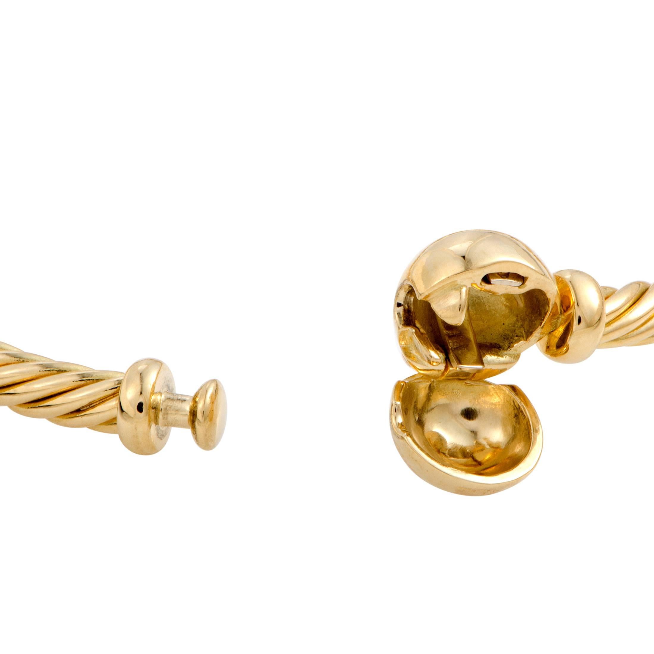 Women's Pomelatto Diamond Charm Gold Bangle Bracelet