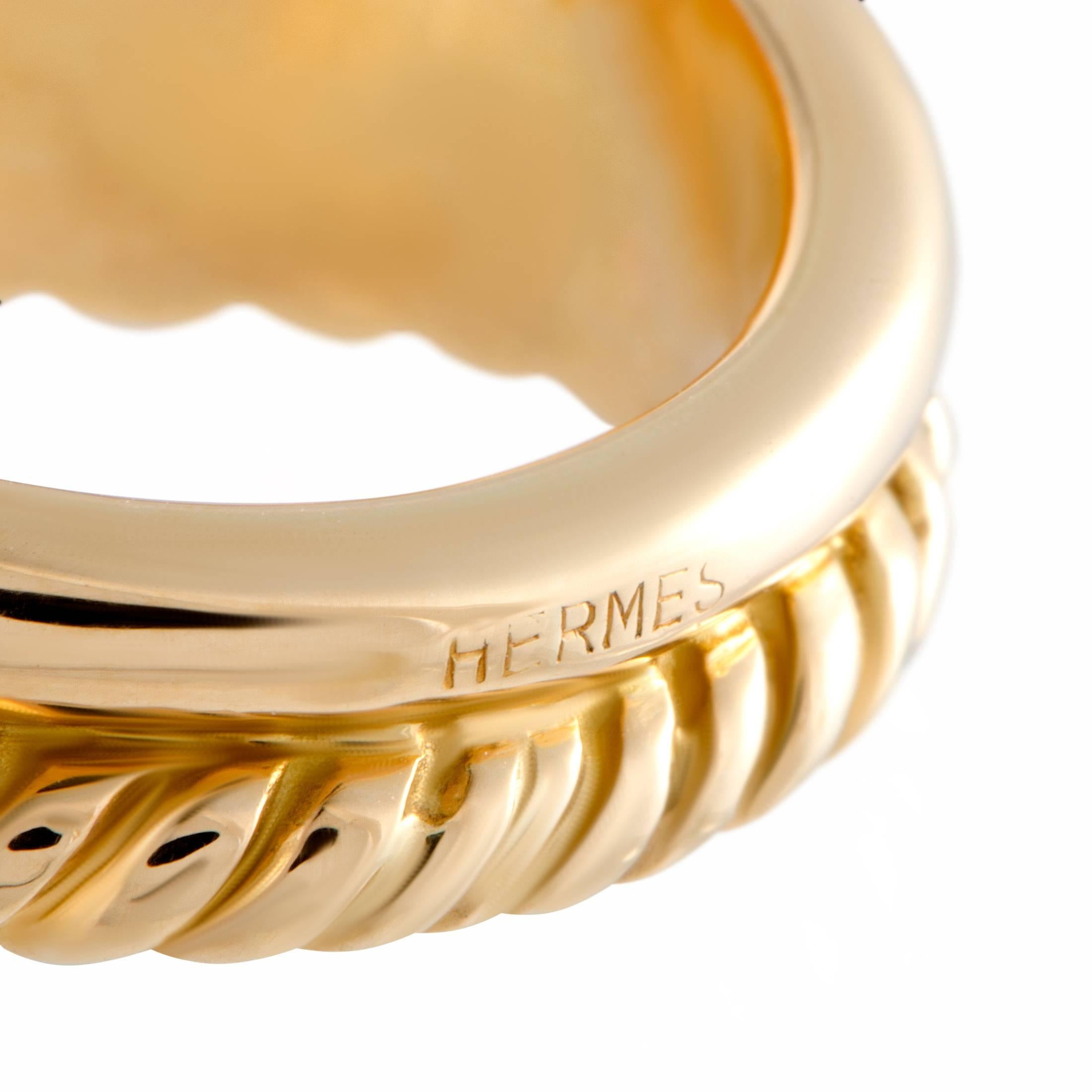 Hermes Tiger's Eye Yellow Gold Cable Band Ring 1