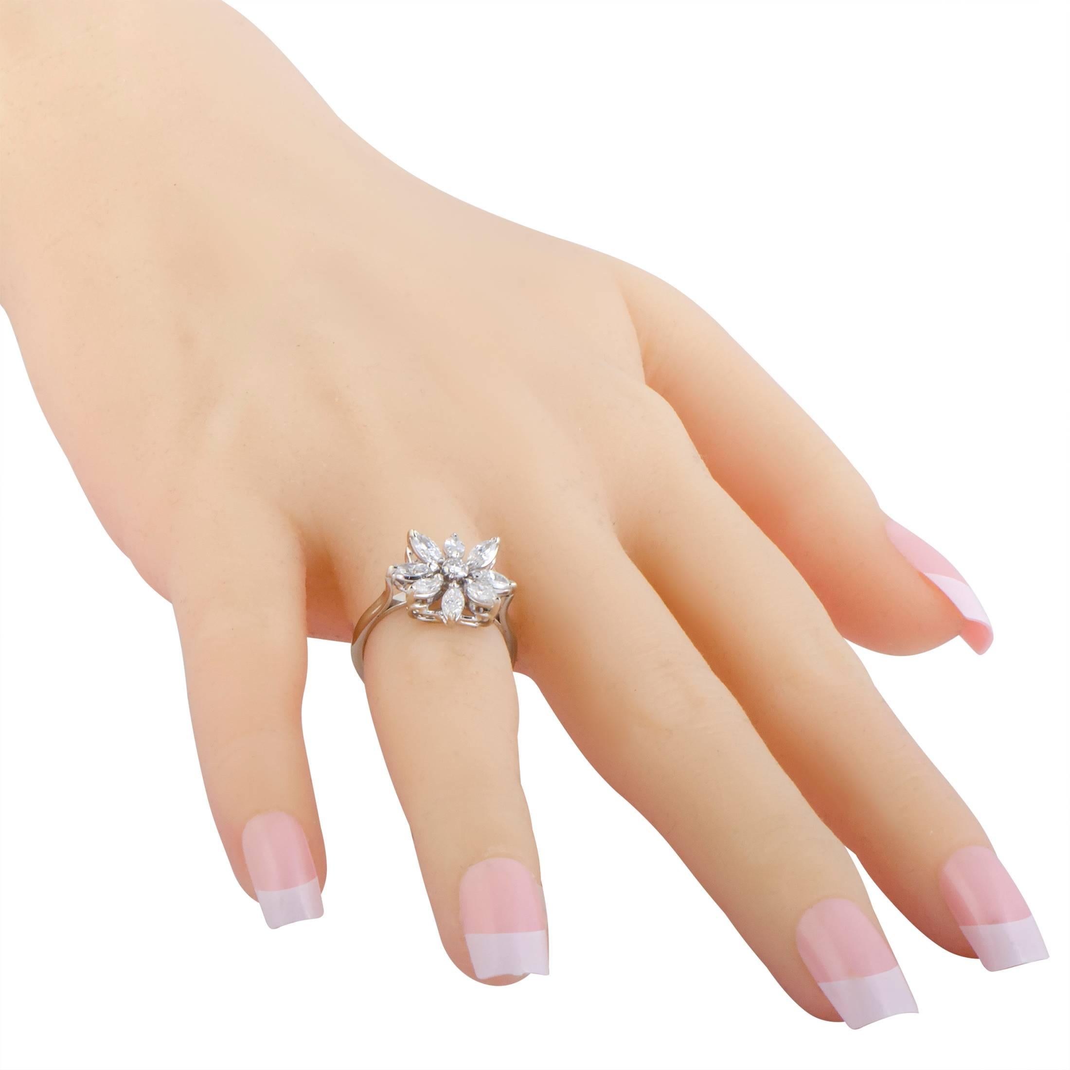 Marquise Cut Asprey Diamond Flower Gold Ring