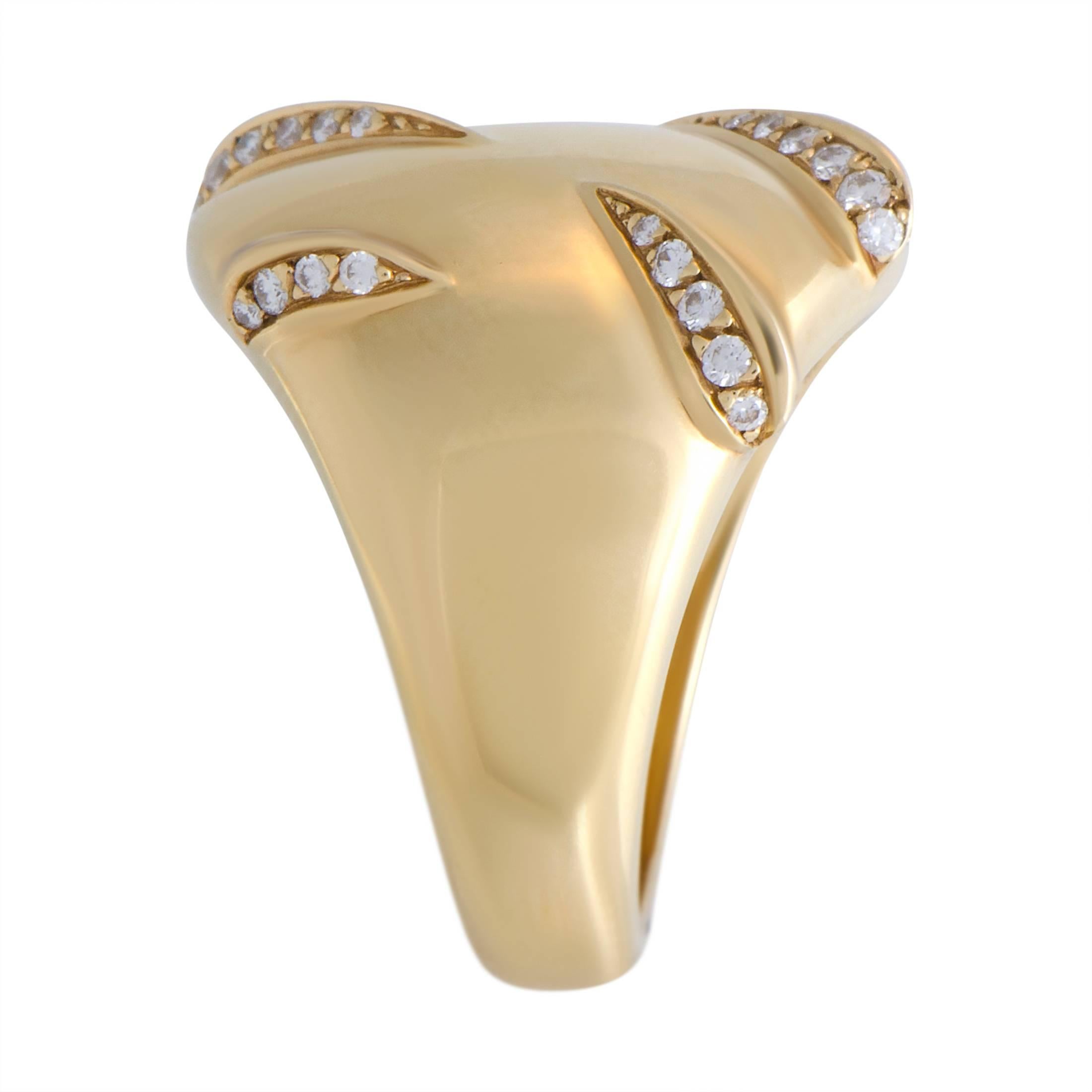 Round Cut Cartier Diamond Pave Gold Cocktail Ring