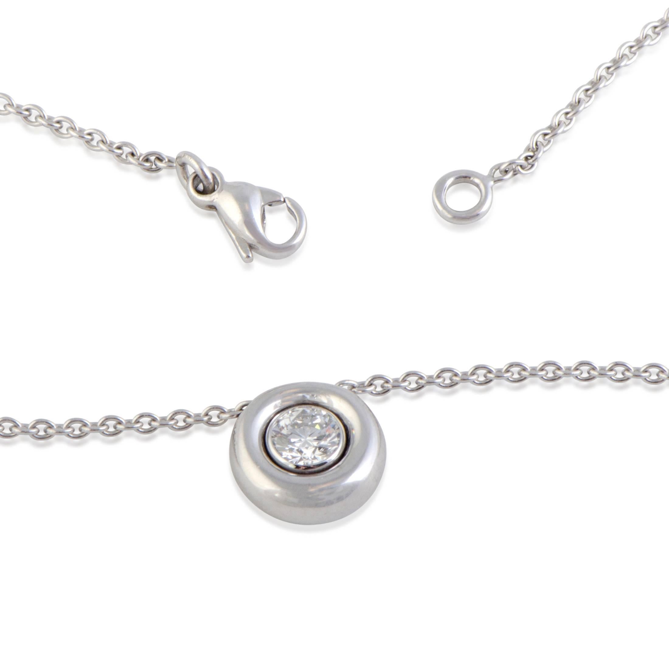 Round Cut Chaumet Diamond Solitare Gold Pendant Necklace