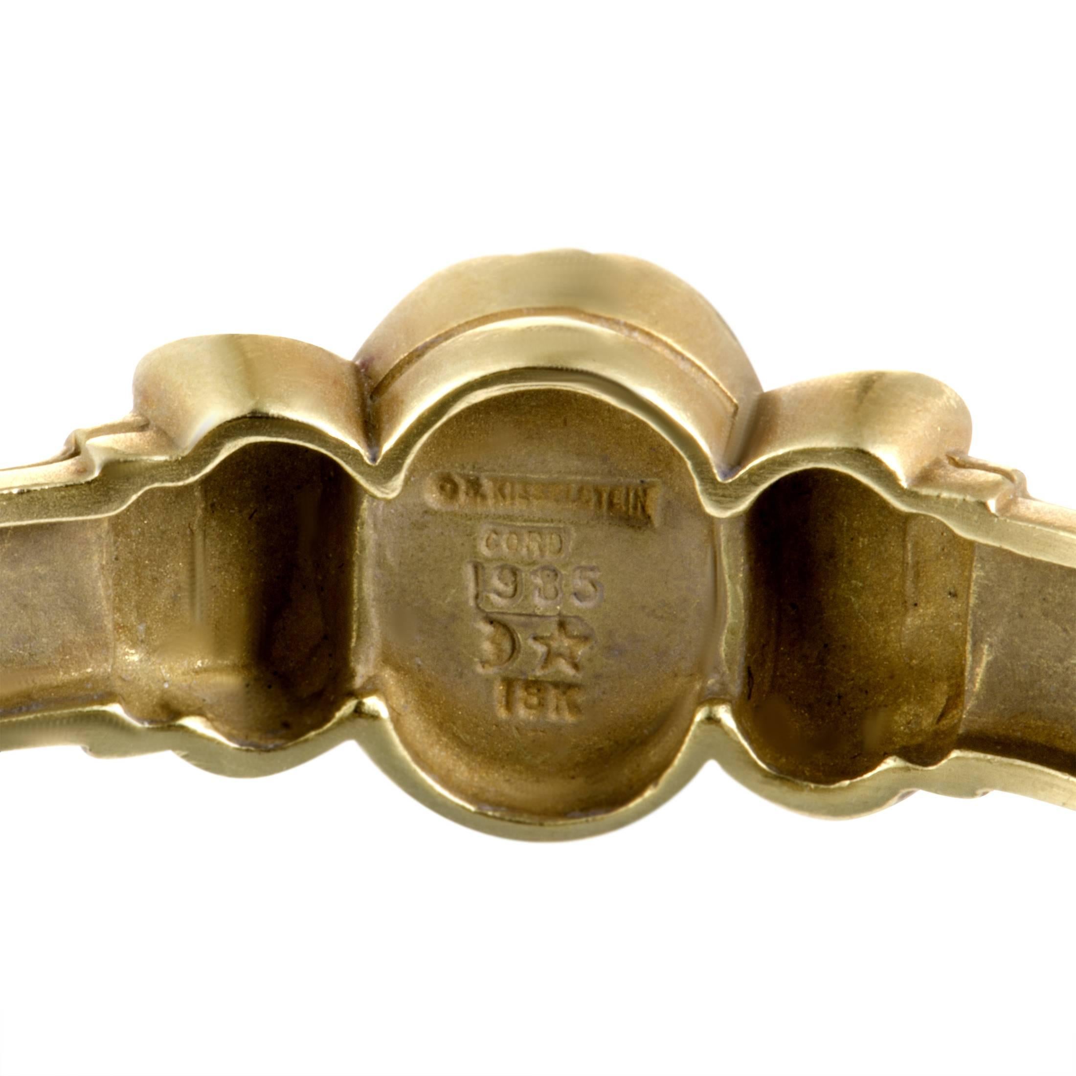 Oval Cut Kieselstein-Cord Green Jasper and Gold Intaglio Bangle Bracelet