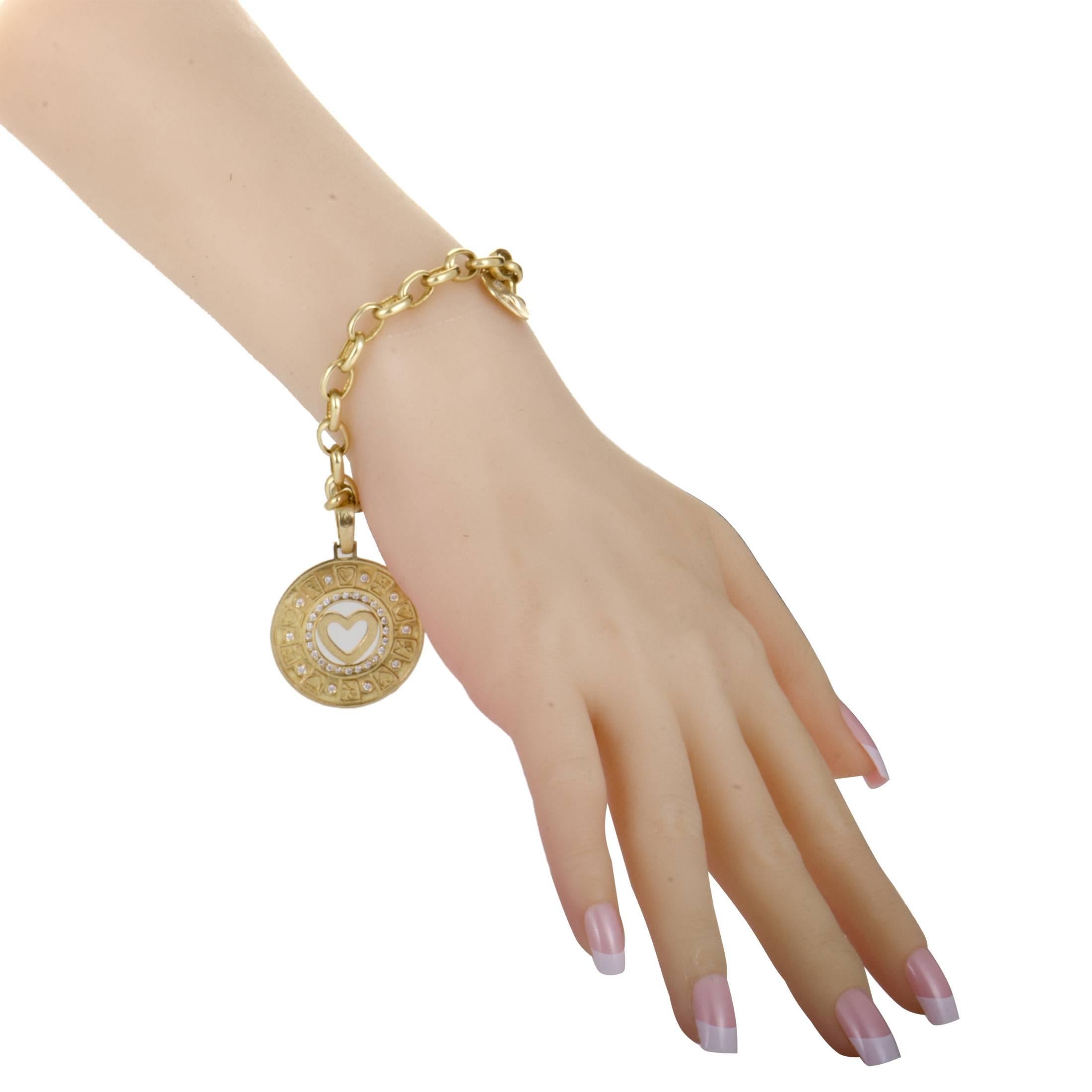 Round Cut Marlene Stow Diamond and Sapphire Gold Charm Bracelet