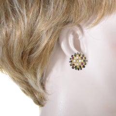 Studded Gemstone and Gold Earrings