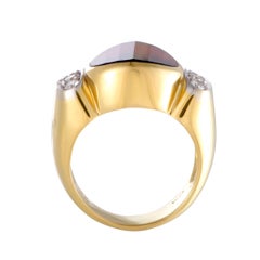 Pomellato Diamond and Round Garnet Gold Ring