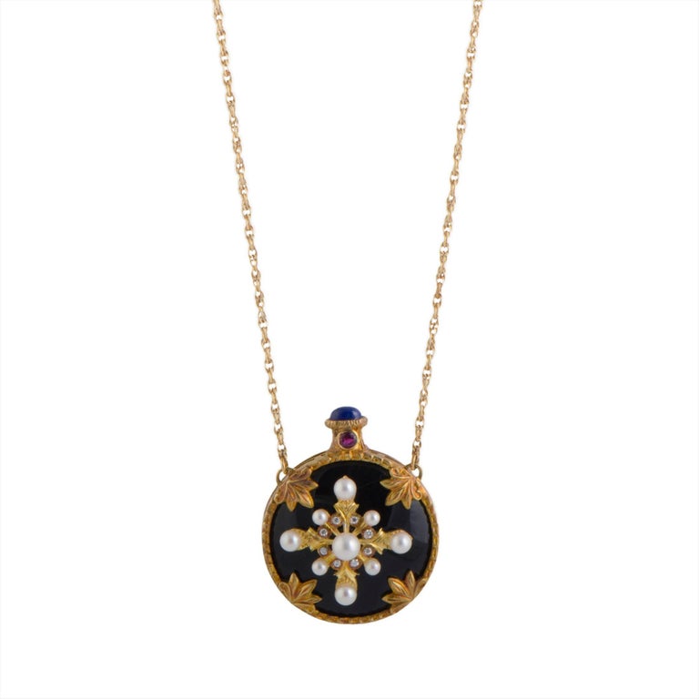 Christian Bernard Diamond and Multi Gemstones Gold Pendant Necklace at