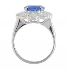 Diamond and Sapphire Platinum Flower Ring