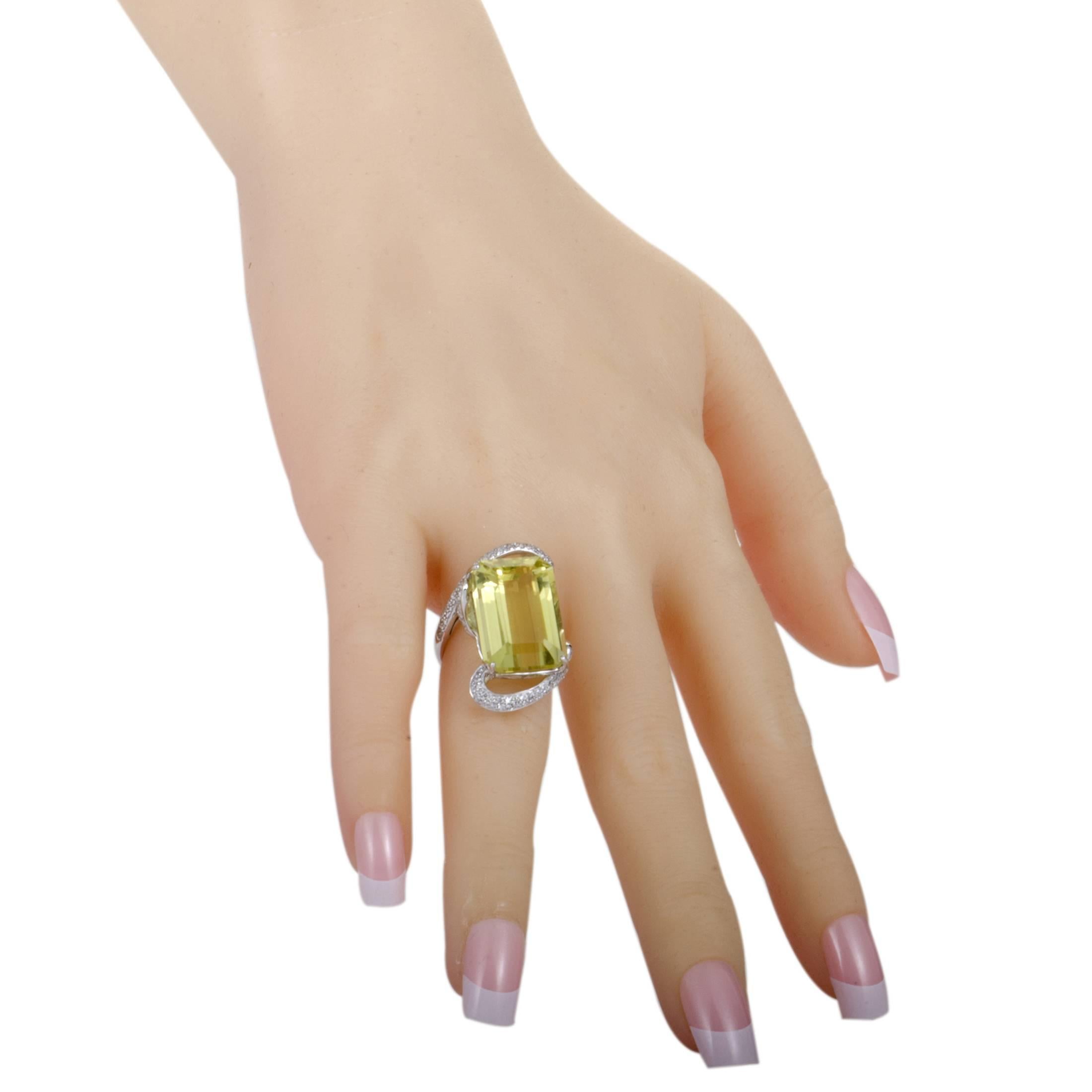 Women's Diamond and Lemon Citrine Gold Cocktail Ring
