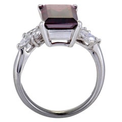 Diamond and Garnet Platinum Ring