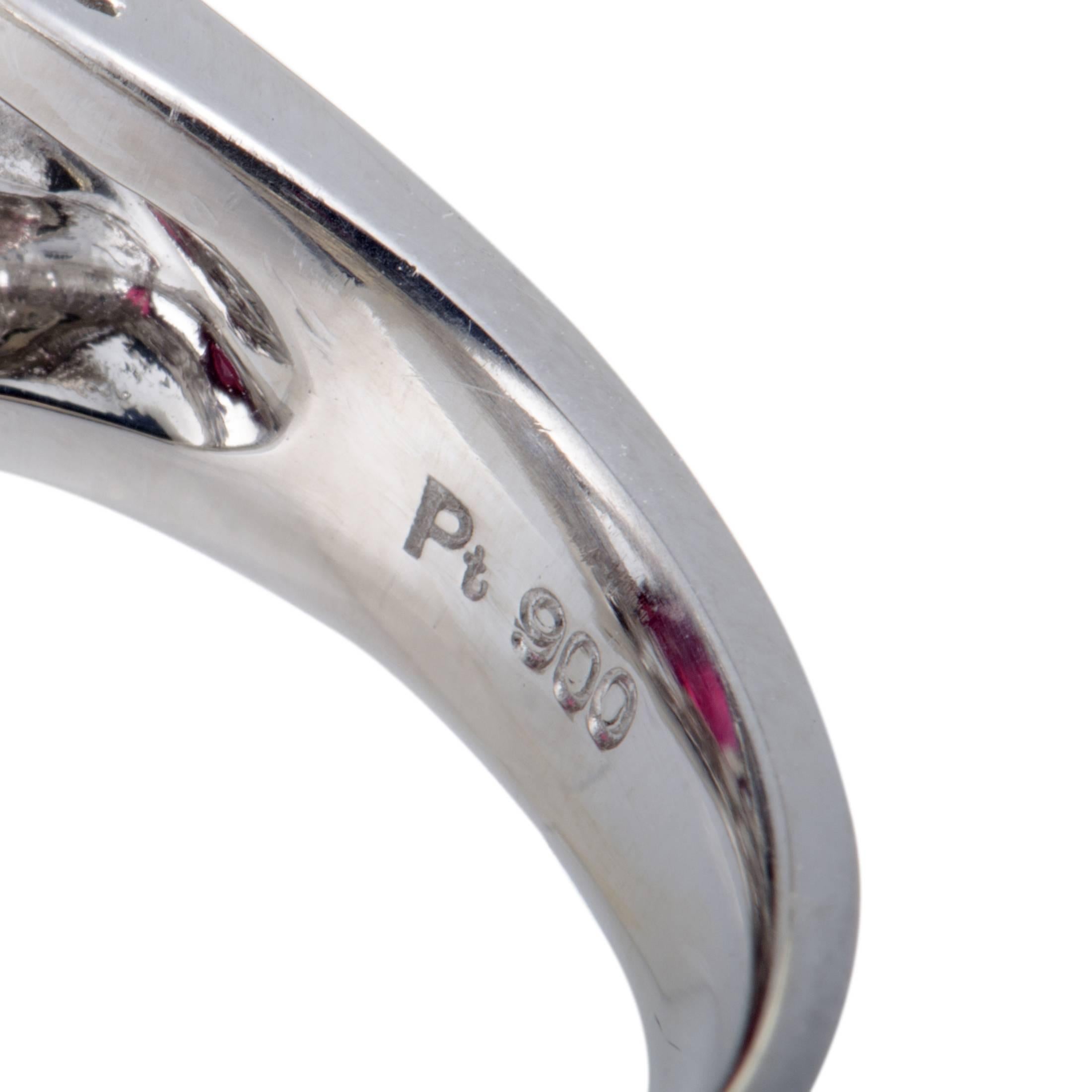 Diamond and Garnet Platinum Ring 1