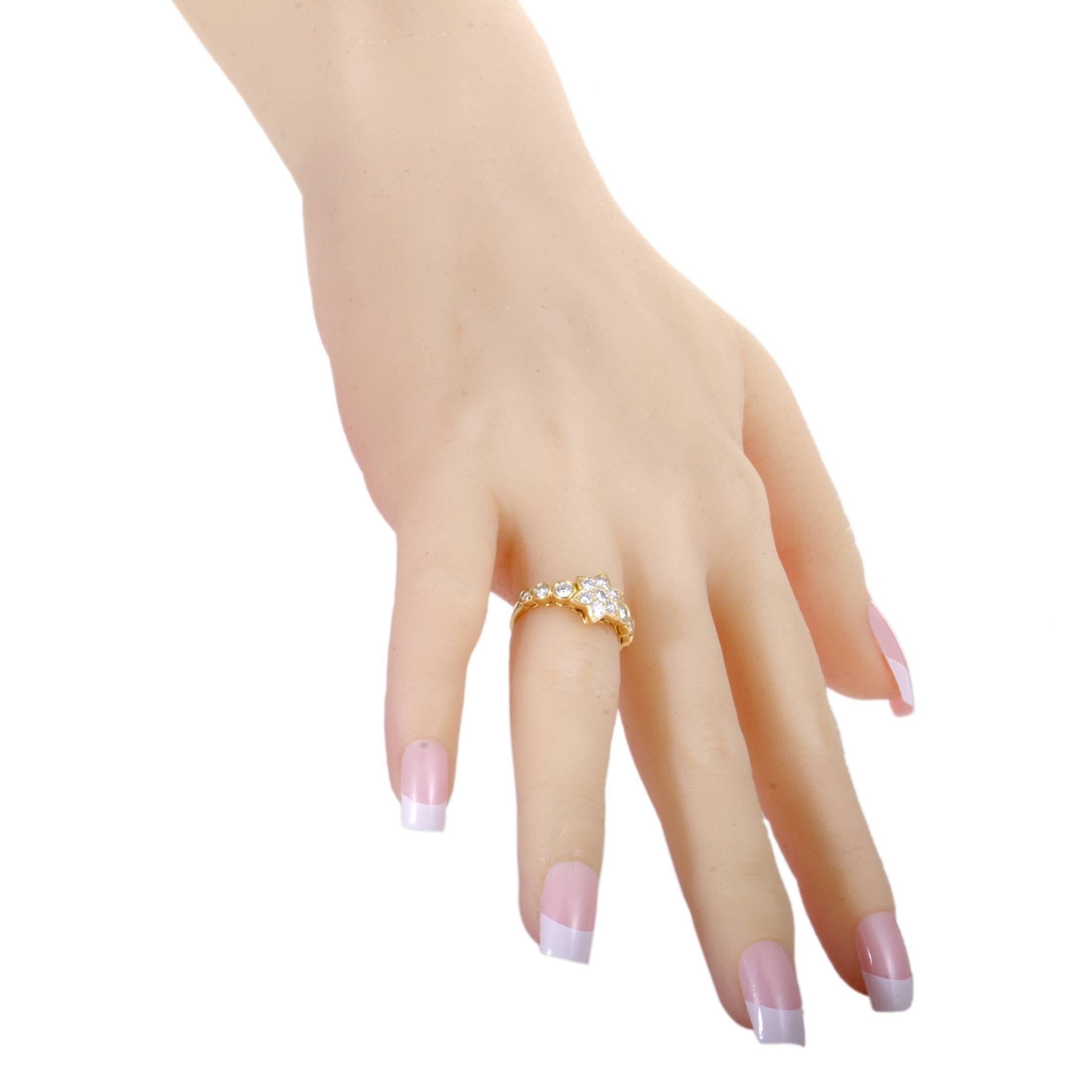 Women's Van Cleef & Arpels Diamond Flower Yellow Gold Band Ring