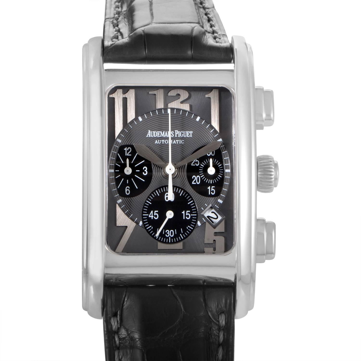 Audemars Piguet Edward Piguet Stainless Steel Rectangular Chronograph Wristwatch