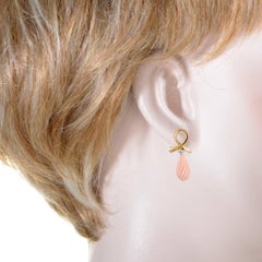 Tiffany & Co. Diamond and Coral Gold Teardrop Drop Earrings