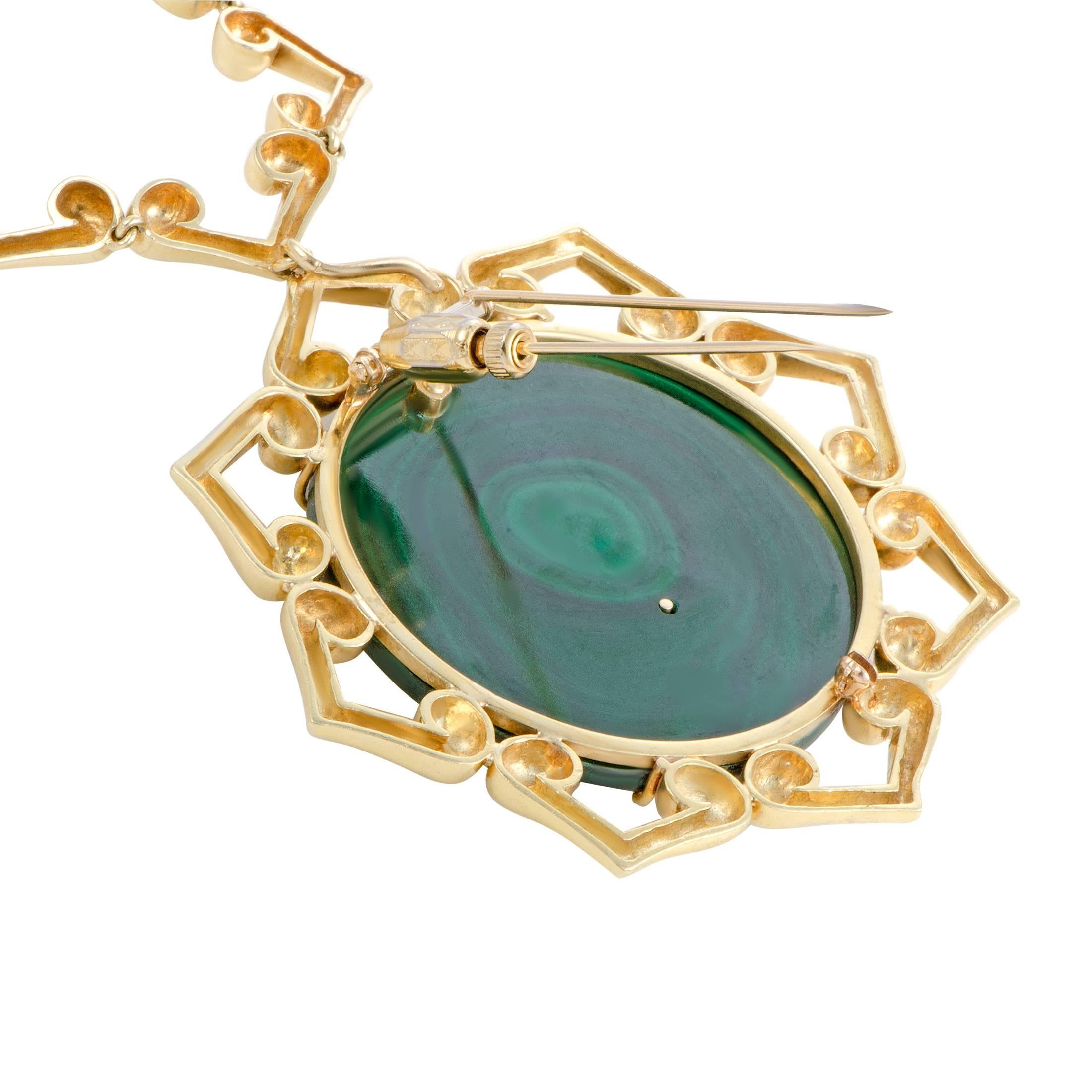 Tiffany & Co.  Green Jade Gold Pendant or Brooch Necklace In Excellent Condition In Southampton, PA