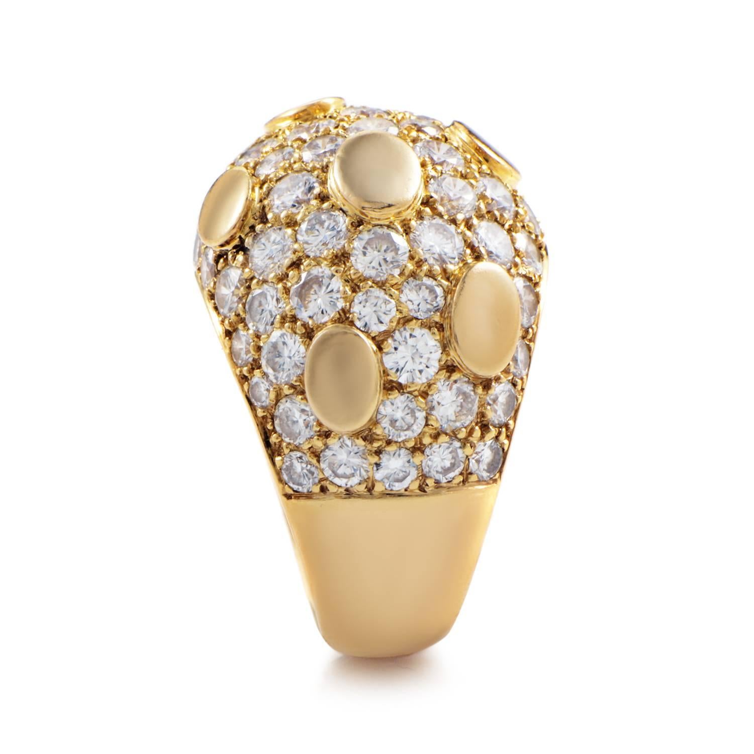 Van Cleef & Arpels Diamond Gold Dome Ring In Excellent Condition In Southampton, PA