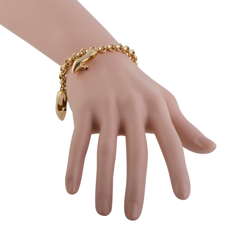 Mauboussin Multi Gemstone Dainty Slipper Gold Charm Bracelet For Sale ...
