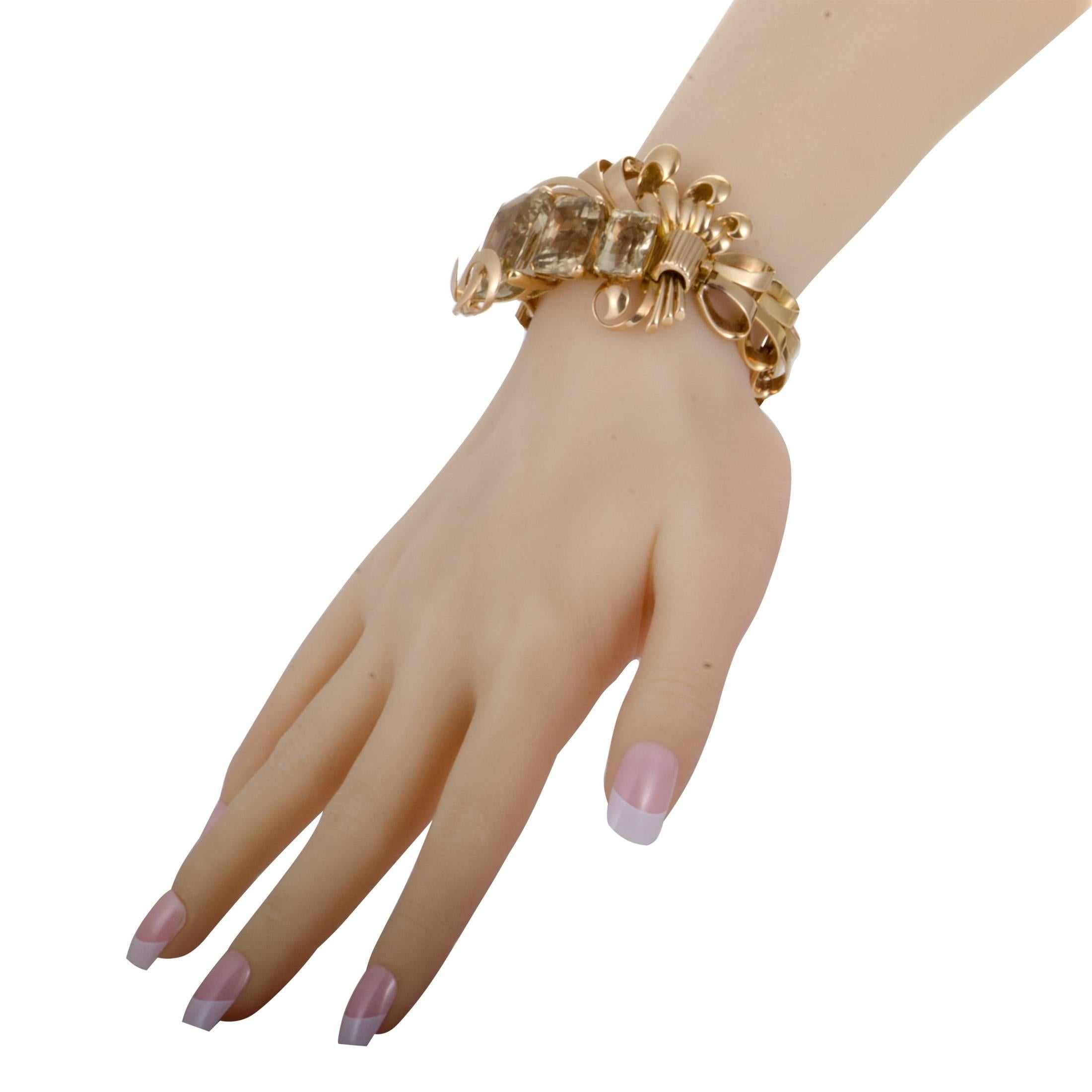 Women's Vintage Citrine Rose Gold Bracelet and Earring Set