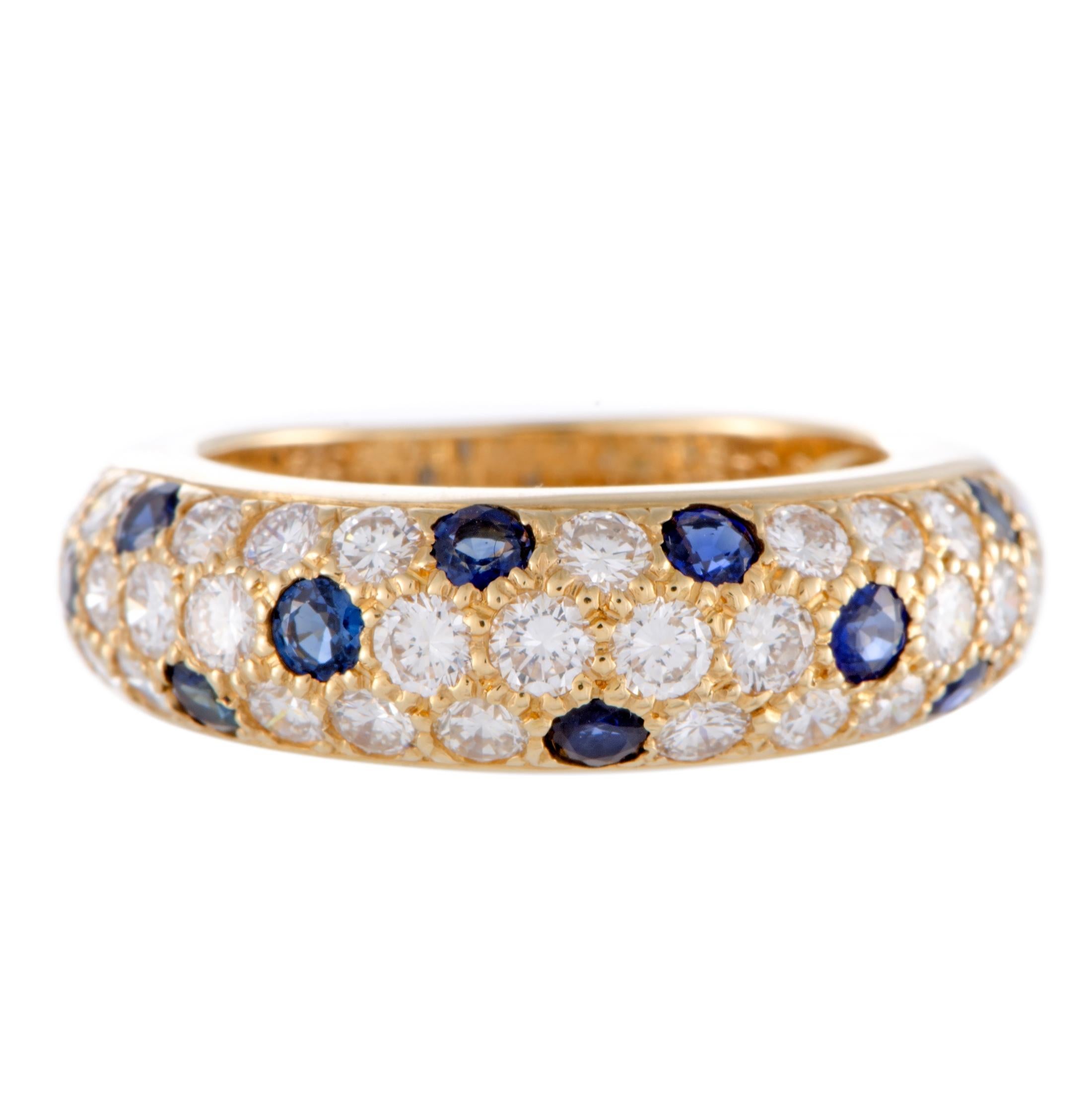 Cartier Yellow Gold Diamond and Sapphire Pave Band Ring 1