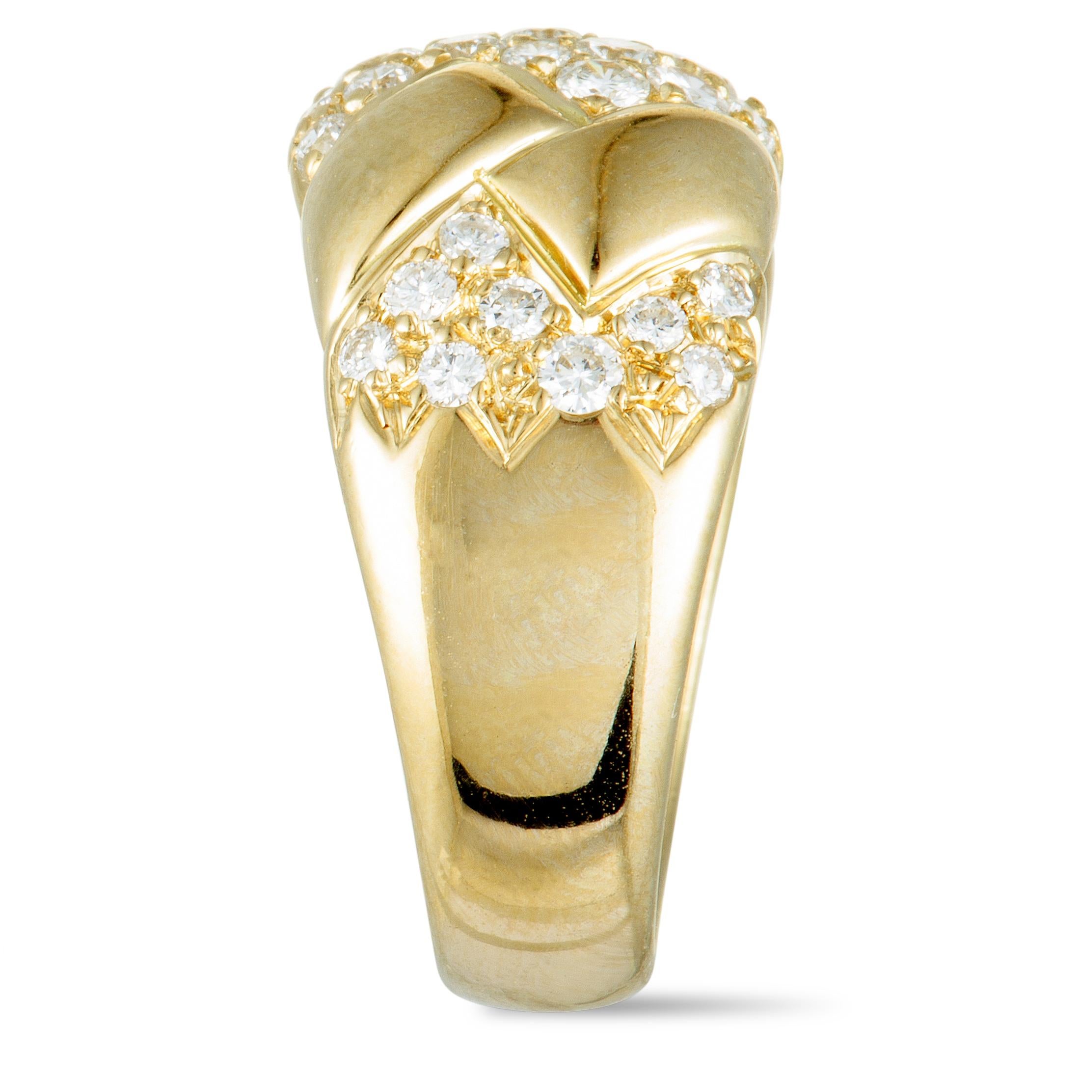 Van Cleef & Arpels Diamond Pavé Yellow Gold Band Ring In Excellent Condition In Southampton, PA