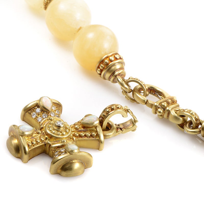 Women's Judith Ripka Gold Beaded Enhancer Cross Necklace