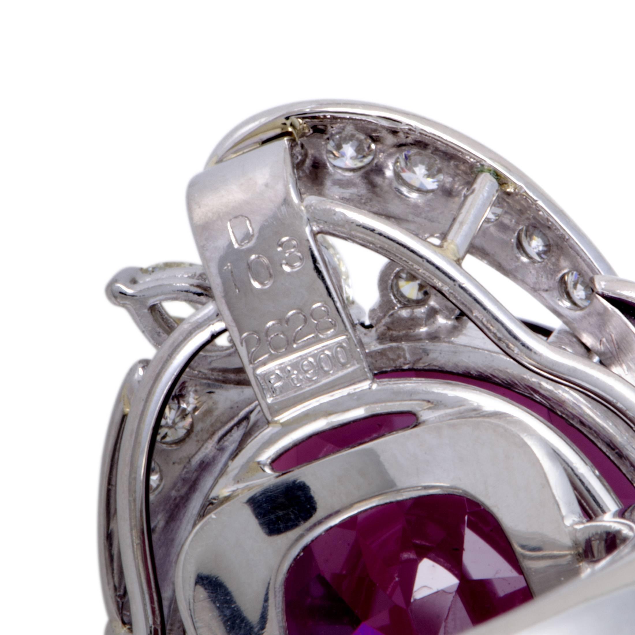 Women's Garnet and Diamond Platinum Cocktail Ring