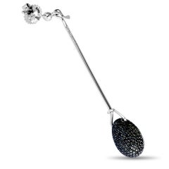 Georg Jensen Dew Drop 18 Karat White Gold Black Diamond Drop Earrings