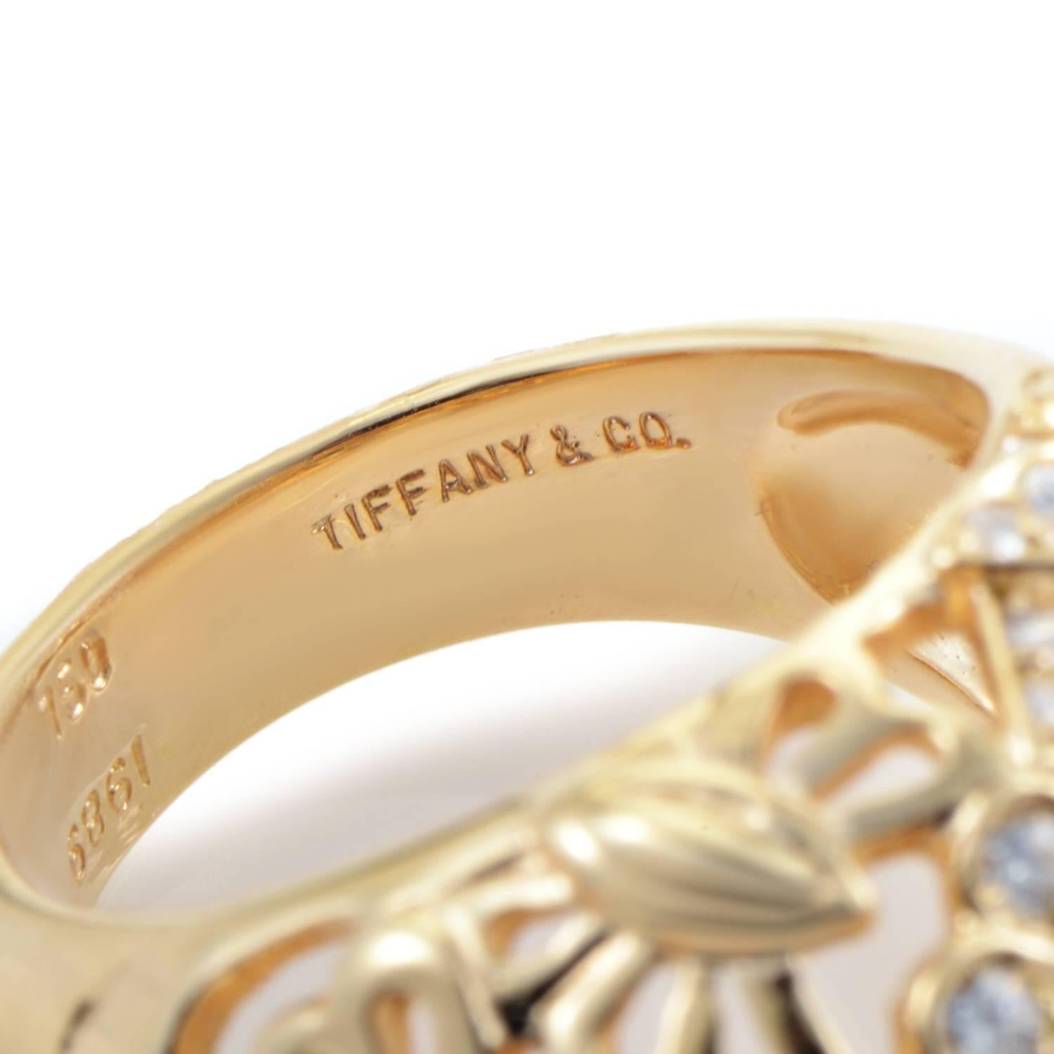 Women's Tiffany & Co. Yellow Gold and Diamond Floral Cocktail Ring