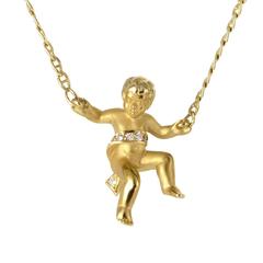 Carrera y Carrera, collier pendentif joyeux enfant en or et diamants